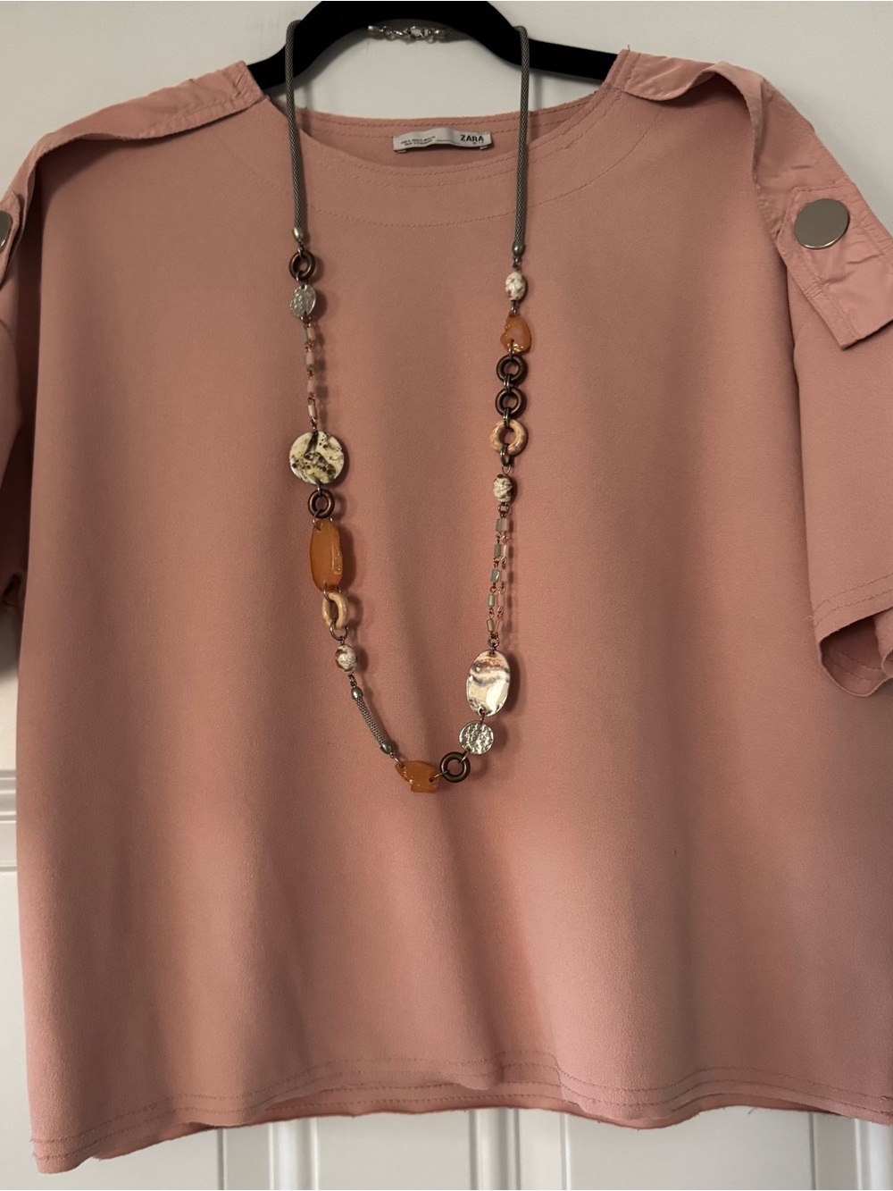 Zara Blush Pink Short Sleeve Top with Jewelry Set